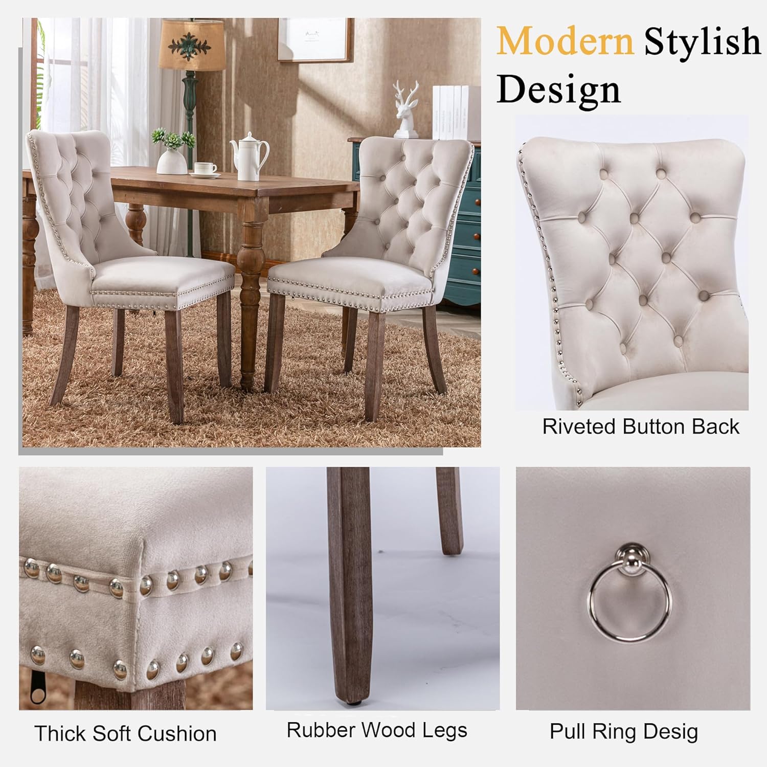 Modern Extendable Dining Table Set for 6, 78.74" Faux Travertine Expandable Table with 6 Beige Velvet Upholstered Chairs, Extendable Dining Room Table Set for 6 for Dinner Party Family Gathering