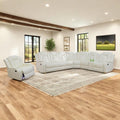 Power Recliner Sofa Sectional Sofa with LED Light for Living Room, Air Leather Reclining Corner Sectional Sofa Set, Cup Holder, Storage Console for Home Theater Seating (Ivory White, Sectional+Chair)