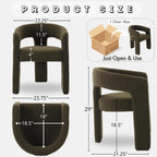 Hyfirm Modern Barrel Dining Chairs Set of 4, Comfy Sherpa Upholstered Accent Dining Room Chairs with Arms for Kitchen Living Room Bedroom Reception, Green