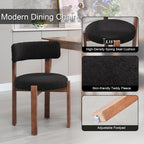 Okeysen Modern Dining Chairs Set of 4, Round Upholstered Armless Kitchen Chairs with Wood Legs Adjustable Foot, Mid Century Boucle Dining Chairs for Dining Room(Black)
