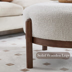 Ya-Home Modern Ottoman, Soft Sherpa Fabric Footrest Bench with Solid Wooden Legs Single Seat for Living Room Bedroom, Beige