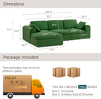 KISLOT 108" Cloud Couch,Sectional No Assembly Required,Modular Sofa with Deep Seat for Living Room,L Shaped Couch with Ottoman Snowflake Fabric and Memory Sponge,Green