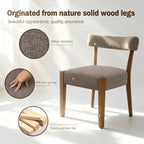 RNKSFX Upholstered Dining Chairs Set of 6, Walnut Wooden Kitchen & Dining Room Chairs, Mid Century Modern Fabric Farmhouse Dining Chairs Oversized Sturdy Rounded Chairs Curved Back, Tan Brown