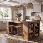 Tribesigns 78.7" Large Kitchen Island Table with Storage & Seating Space | Farmhouse Island Table with Arched Open Shelves, Modern Stationary Island Storage Table for Kitchen Dining Room, Brown