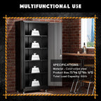 Greenvelly 73" Metal Garage Storage Cabinet with Wheels, Black Lockable Metal Cabinet with 2 Doors and 4 Adjustable Shelves, Rolling Steel Tool Organization for Garage, Home, Office, School