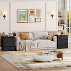 FOTOSOK Nightstands Set of 2, Black Nightstand with 3 Drawers for Bedroom | Black Nightstand Set of 2 for Bedroom, Handless Bedside Table with Silent Design, Side End Table for Small Spaces/Apartment