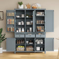 Harper & Bright Designs Kitchen Pantry Storage Cabinet with Door Shelves, Adjustable Shelves, Pull-Out Trays and Drawers, Freestanding Cupboard for Kitchen, Dining Room, Living Room,Grey