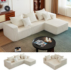 102" L Shaped Convertible Couch in a Box for Living Room Beige | Zero-assembly cloud couch with high-density memory foam for pressure-relieving, frame-free comfort.