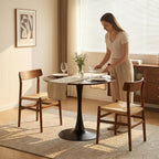 Modern Mid-Century Round Pedestal Dining Kitchen Coffee 24" Table(Walnut)