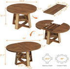 43"-59" Extendable Round Dining Table for 4-8, Transformer Oval Modern Kitchen Table with Removable Leaves Space Saving, Wood Dining Room Table with Storage Shelf for Kitchen, Walnut, Cross Leg