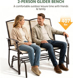Yaheetech Glider Bench for Outside Patio 2-Person Outdoor Loveseat,Beige | Front Porch Bench and Patio Glider with Heavy-Duty Steel Frame for Backyard Poolside Garden and Smooth Gliding Motion for Two