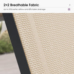 PURPLE LEAF Outdoor Chaise Lounge Set of 2 w/Armrest for Poolside, Khaki | Recline in 5 Positions, Lounge Freely with 400 lbs Support, Enjoy All-Day Cooling & Quick-Dry Comfort