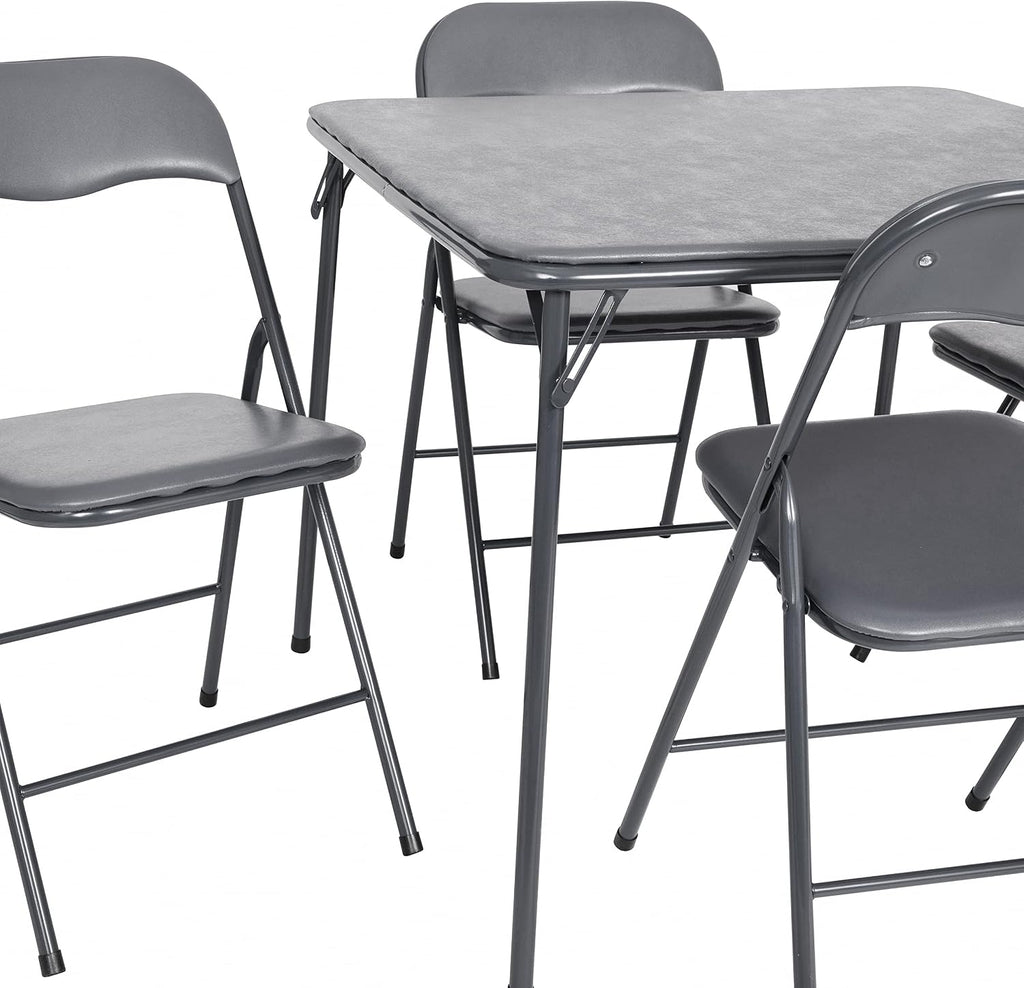 Flash Furniture Madison 5-Piece Folding Card Table and Chair Set, Gray | Portable, Indoor/Outdoor, Event Table and Chairs