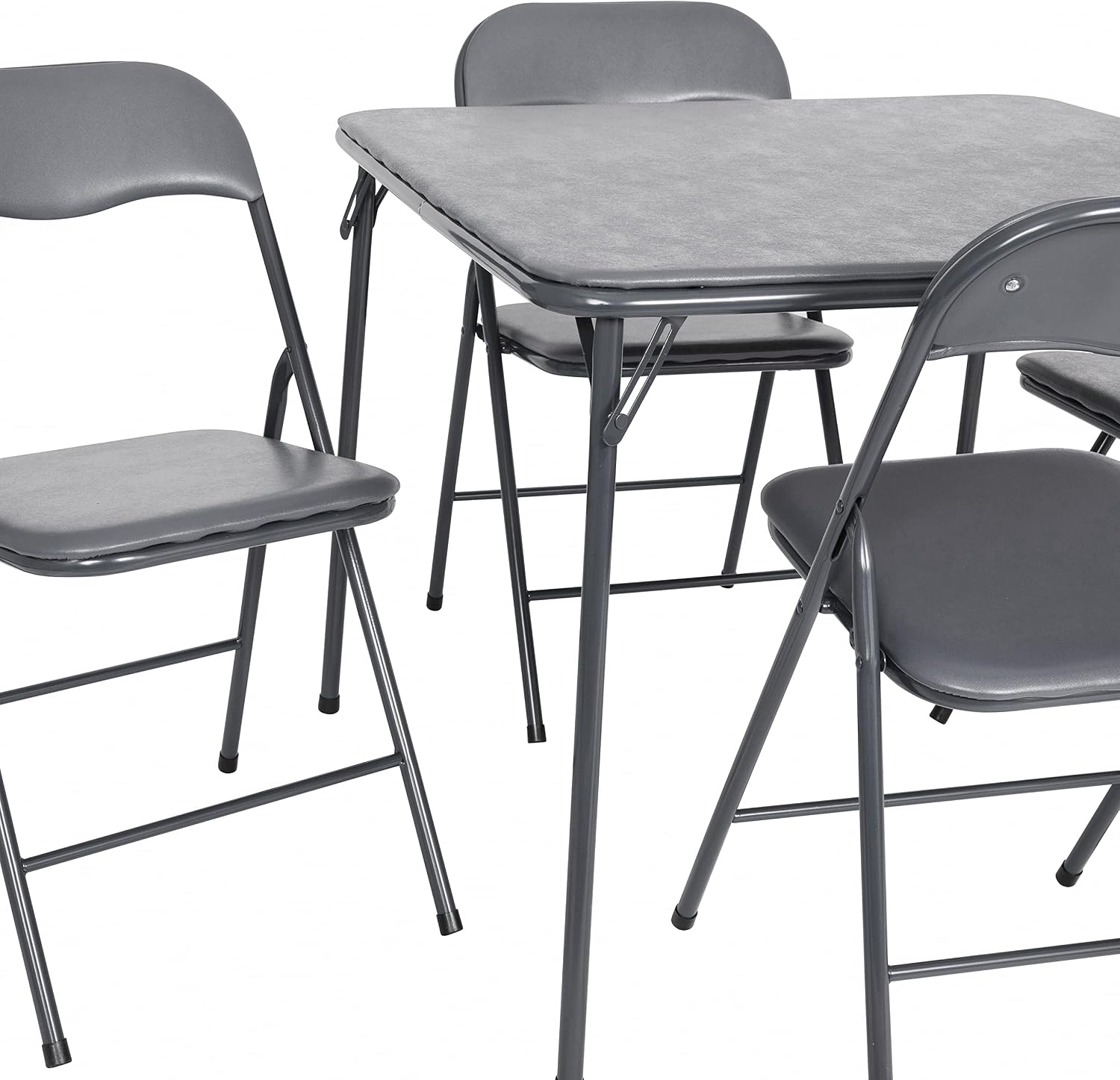 Flash Furniture Madison 5-Piece Folding Card Table and Chair Set, Gray | Portable, Indoor/Outdoor, Event Table and Chairs