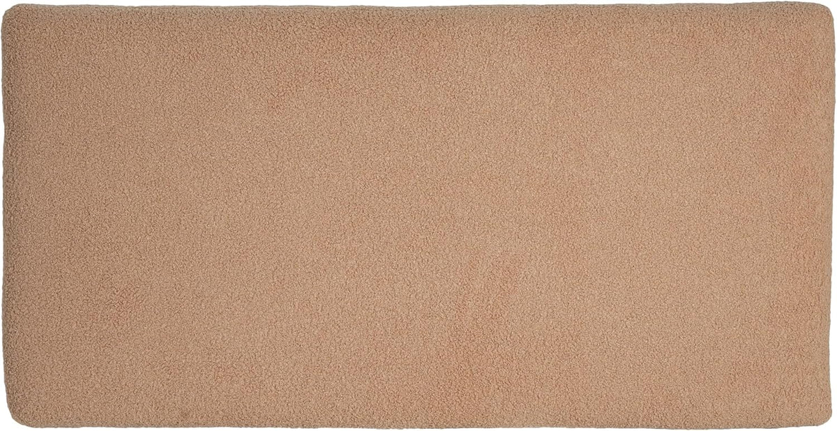 Christopher Knight Home Rika 48" Comfy Boucle Upholstered Bedroom Bench, Ottoman Bench with Rounded Wooden Legs, Spacious Seating, Long Footstool for Living Room, Entryway Bench, Tan Brown