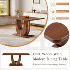 63" Wooden Dining Table for 4-6 People, Modern Farmhouse Kitchen Table with U-Shaped Legs, Rectangular Walnut Wood Dinner Table for Dining Room, Living Room, Home Office