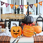 Artmag 6 Inch Large Artificial Pumpkins, 4PCS Big Orange Drawing Line Faux Foam Harvest Pumpkins for Fall Thanksgiving Holiday Decorations