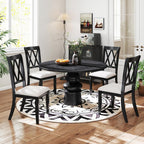 GOFLAME Wooden Dining Chairs Set of 4, Farmhouse Kitchen Chairs with X-Shaped High Backrest and Padded Seat, Armless Side Chairs with Rubber Wood Legs for Dining Room, Living Room, Restaurant