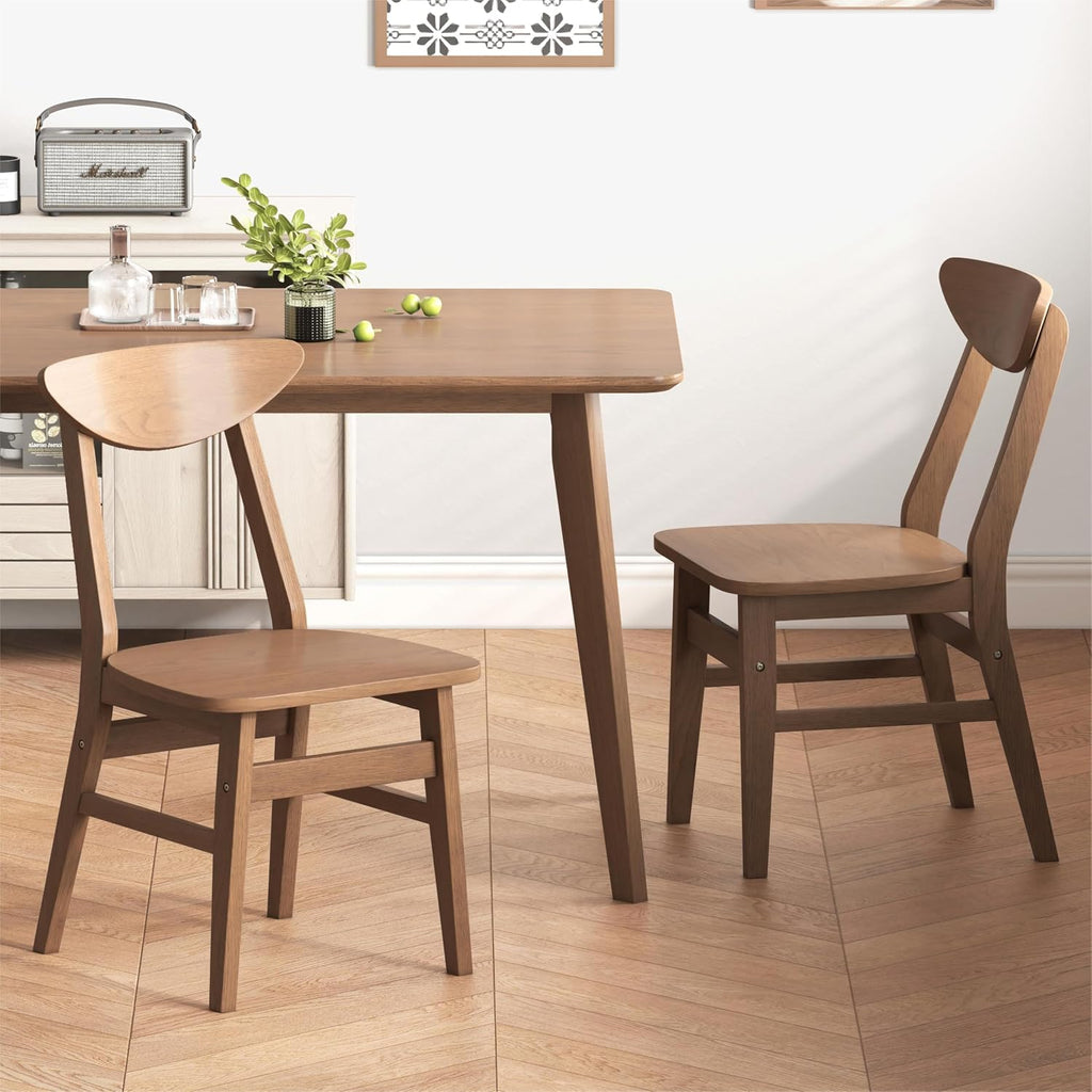 WiberWi 5 Piece Dining Table Set for 4, Solid Wood Kitchen Table Chairs Set of 4, 43.3” Space-Saving Mid Century Modern Dining Room Table, Walnut Home Furniture