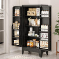 pozdeg 47.24" Kitchen Pantry Cabinet, Metal Food Pantry Storage Cupboard with 2 Doors and 3 Adjustable Shelves, Freestanding Buffet Sideboard for Kitchen, Dining Room, Living Room and Bathroom