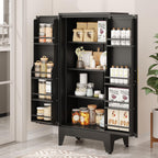 pozdeg 47.24" Kitchen Pantry Cabinet, Metal Food Pantry Storage Cupboard with 2 Doors and 3 Adjustable Shelves, Freestanding Buffet Sideboard for Kitchen, Dining Room, Living Room and Bathroom