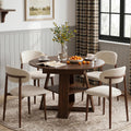 5-Piece Extendable Oval Dining Table Set, 43in-59in Wood Kitchen Table with 4 Fabric Upholstered Chairs, Modern Dining Room Set for 4 People, Walnut Finish