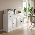 holzart 49" White Buffet Cabinet with Doors & Drawers, Modern Kitchen Storage Sideboard, Coffee Bar Console Table for Dining Room, Living Room, Entryway
