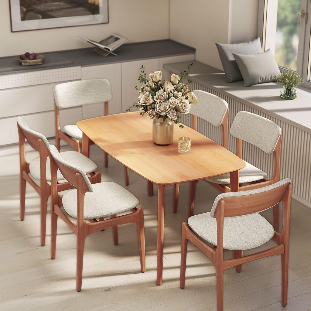 HOMCOM Solid Wood Dining Table for 6 People, 59" Long Rustic Rectangular Kitchen Table with Large Tabletop for Dining Room, Natural