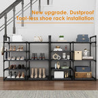 Black Tubes Closet Shoe Rack, 5 Tier Oxford Fabric Shelf, Easy Assembly, Sturdy and Durable, Holds Up to 30 lbs