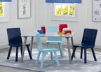 Delta Children Kids Table and Chair Set (4 Chairs Included), Grey/Blue & MySize Deluxe Toy Box, Greenguard Gold Certified, Deep Blue