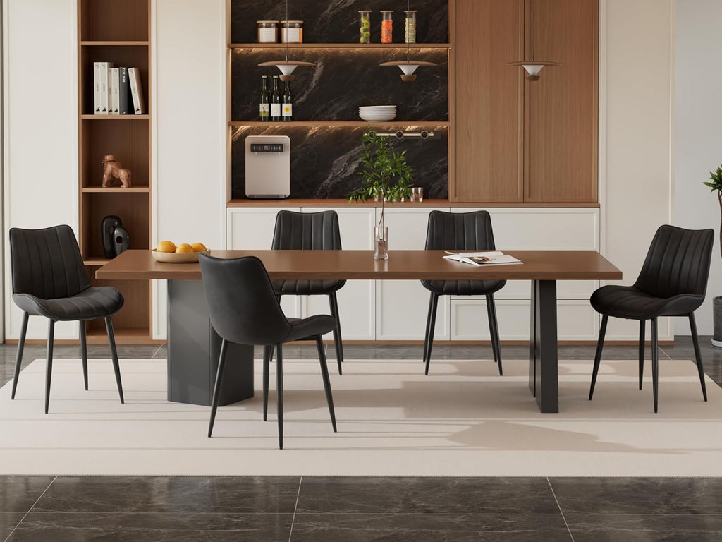 VECELO Dining Chairs Set of 4, Velvet Fabric & Metal Frame, Mordern Style for Kitchen, Living Room,Offcie, Black