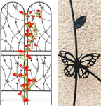 6 Pack Metal Garden Trellis 86.7" Tall Outdoor Climbing Plant Support for Roses, Flowers, Rustproof Durable Black Galvanized Tube, Lawn Garden Fence Decor Screen, 86.7" H