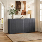 SICOTAS Buffet Cabinet with Storage Accent Sideboard with 4 Doors 66.3" Wide Fluted Credenza Modern Buffet Table Media Console Cabinet Entryway Cabinets for Living Room Kitchen Dining Room Hallway