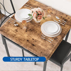 GarveeHome Small Dining Table Set for 2, Square Table and Chairs Set of 2, 3 Piece Kitchen Table Set of 2 with Upholstered Chairs, Dinner Table Set for 2 for Small Spaces, Apartment, Rustic Brown