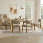 KISLOT Dining Chairs Set of 4, Ergonomic Upholstered Wood Chairs, Brown | Mid Century Modern Dining Room Chairs, Ergonomic Farmhouse Kitchen Chairs with Solid Rubber Wood Frame, Antique Walnut Leg