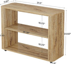 Tribesigns Narrow Side Table, 3-Tier End Table for Living Room, Small Fluted Nightstand with Storage Shelves, Farmhouse Bedside Table for Bedroom, Small Spaces, Sofa Couch, Natural