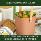 Bamboozle - 1 Gallon Compost Bin, Comes with Hemp-Based Filter, Sustainable Materials, Indoor Countertop Composter, Home & Garden Supplies, Terracotta
