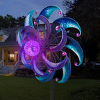 WONDER GARDEN Wind Spinners for Yard and Garden-Solar Wind Spinners - 61 Inch Blue Wind Sculptures & Spinners with LED Changing Light Glass Ball for Garden Patio Outdoor Decor