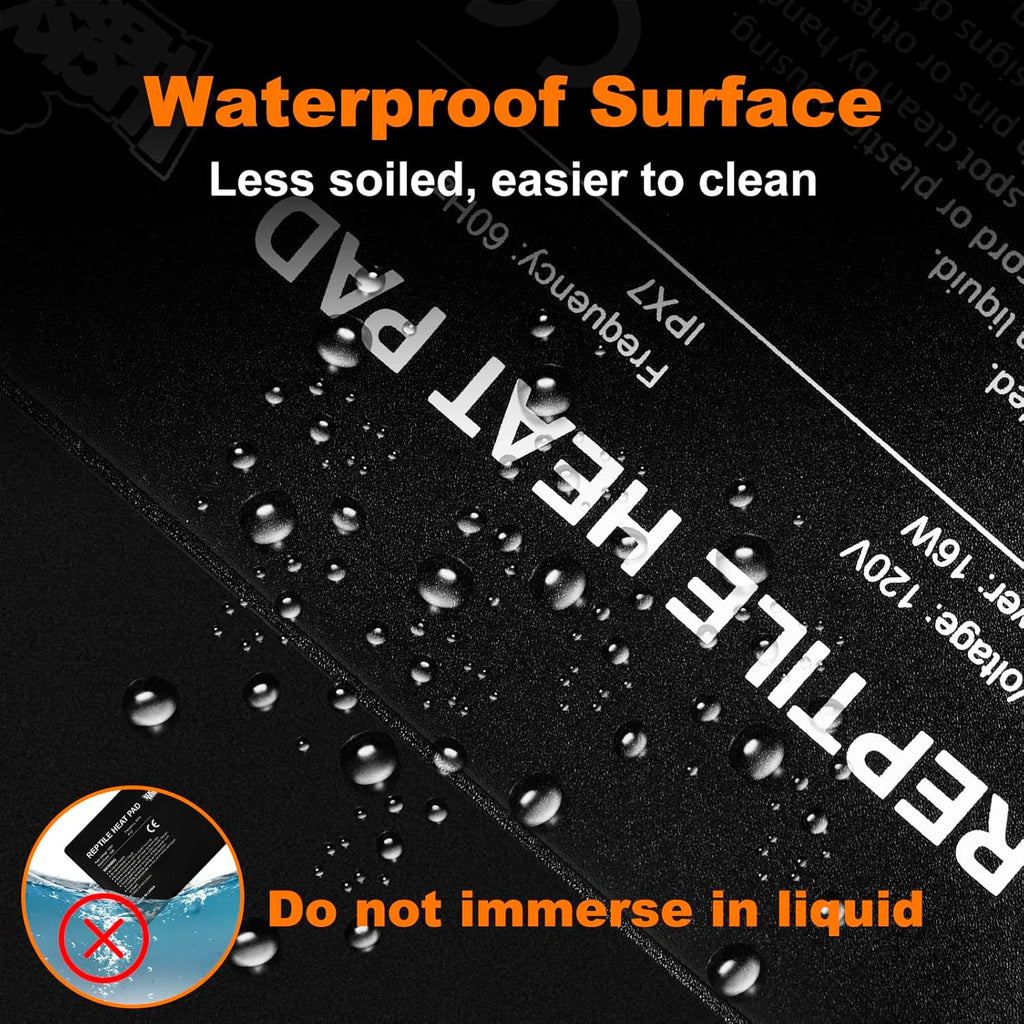 LUCKY HERP Reptile Heat Pad 8x12 Inch 16W Under Tank Terrarium Heating Mat, Reptile Heat Mat, Reptile Heating Pad for Turtle, Lizard, Hermit Crab, Frog, Snake