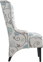Christopher Knight Home Micua Luxury Upholstered Dining Chair with Floral Fabric Accent, Dining Room Chair with High Wingback, Comfy Living Room Chair and Birch Wood Legs, Extra Seating, Beige + Black