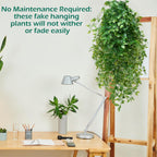 Hoteam 12 Pcs Artificial Hanging Plants 32 Inch Fake Ivy Vines with Fake Leaves Patio Artificial Plants Greenery for Living Room Indoor Outdoor Wall, No Basket (Vine)