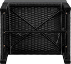 Yaheetech Wicker Ottomans, Set of 2 Footrest with Removable Cushion, 2pcs PE Rattan Side Table Additional Seating Multipurpose Outdoor Furniture for Patio, Backyard, Black/Gray