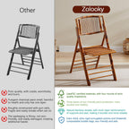 2 Pack Certified Bamboo Folding Chair, Completely Upgraded Foldable Vintage Dining Chair with 330lb Handcrafted for Living Room Patio Garden Balcony Indoor/Outdoor (, Antique Brown)