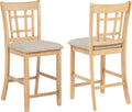 Coaster Home Furnishings - LAVON - Wood Upholstered Counter Height Chairs - Lattice Back, Padded Seats - Dining Room & Kitchen - Set of 2 - Linen & Light Oak - 106629