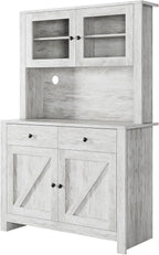 Contemporary Kitchen Pantry Cabinet – Freestanding Hutch Buffet Cupboard with Adjustable Shelves, Tall Organizer for Dining Room or Home – Grey