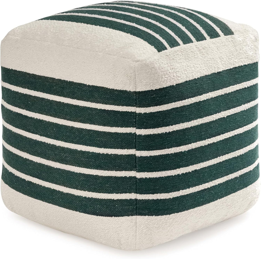 Anji Mountain Artisan Crafted Cotton Blend Pouf Ottoman | Versatile Floor Seating & Footstool for Living Room | Modern Boho Home Décor Accent | Filled Pouffe | Soft & Fluffy Ottoman Pouf, Lightweight, Decorative Floor Pouf Seating for Bedroom & Home