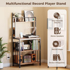 IRONCK Record Player Stand with Storage, Turntable Stand for Living Room | 2-Tier Vinyl Record Shelf with Charge Station, Record Rack Holds Up to 300+ Albums