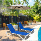 Domi Patio Lounger Chair Outdoor,Pool Lounge Chair, Blue | Adjustable Backrest,Stackable,Aluminum Chaise Lounge for Beach, Yard, Balcony, Poolside