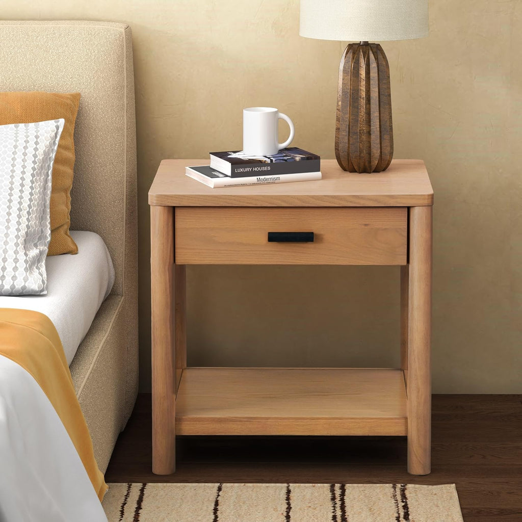 SAFAVIEH Couture Collection Jaylessa Natural 1-Drawer Nightstand Accent End Table