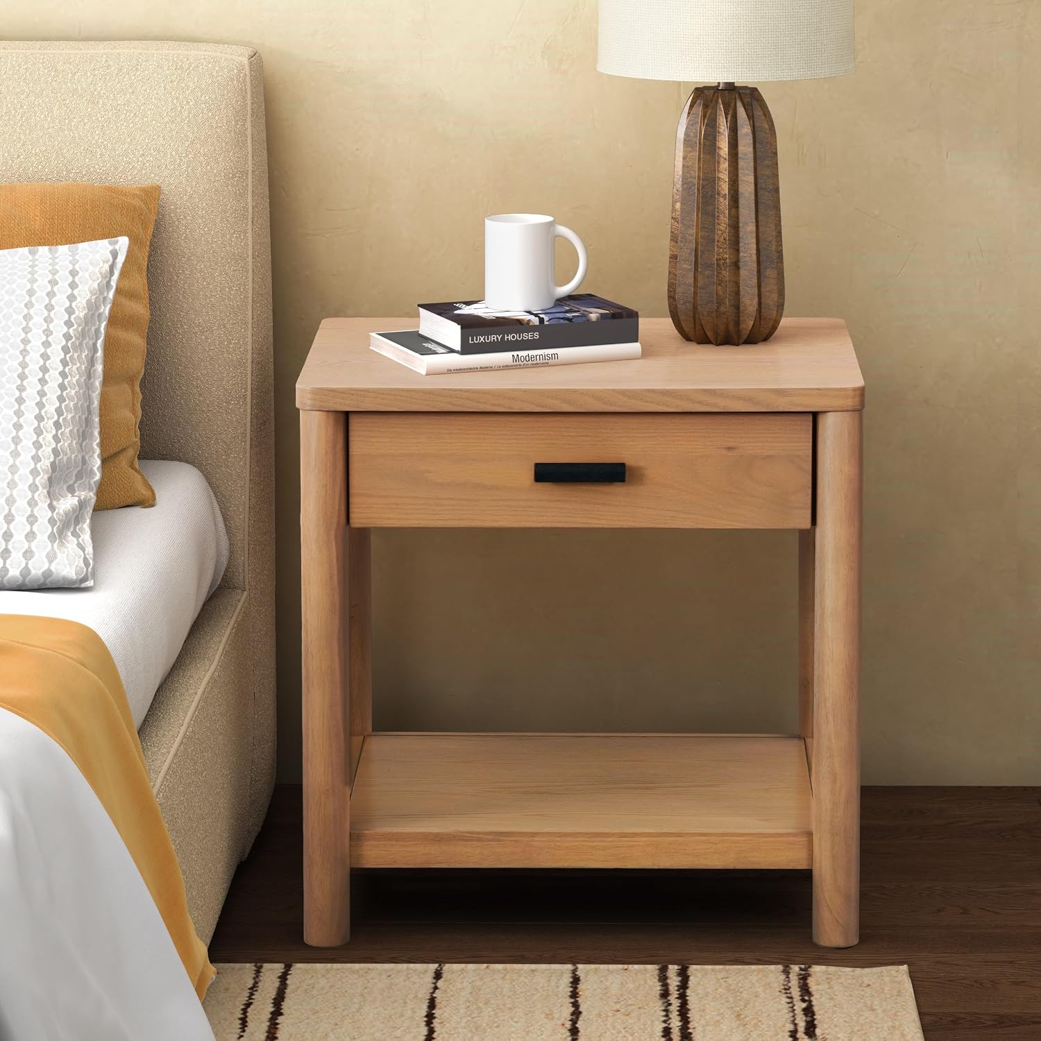 SAFAVIEH Couture Collection Jaylessa Natural 1-Drawer Nightstand Accent End Table